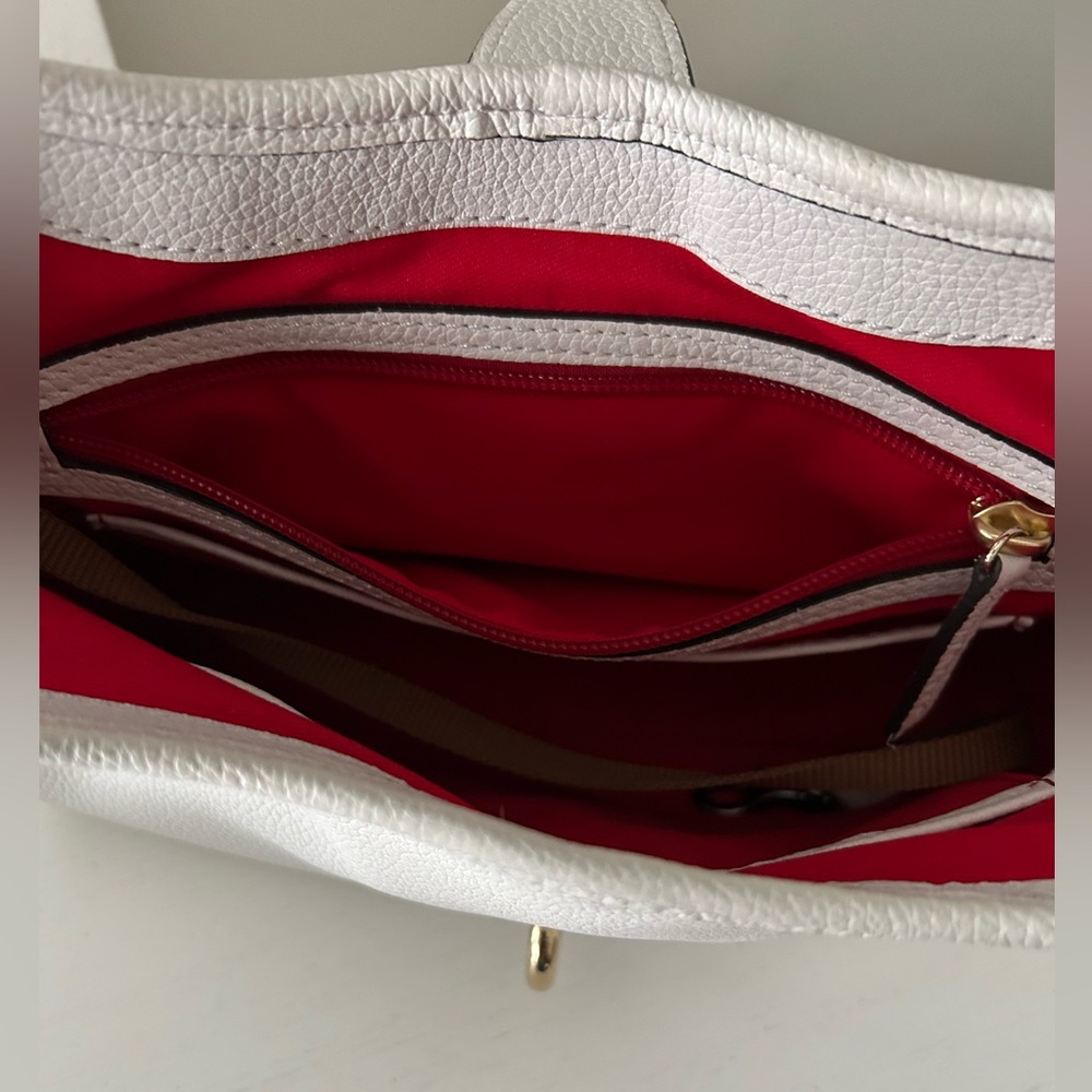 Dooney & Bourke Belvedere Medium Logo White Cream Satchel with Gold Accents - Picture 10 of 16